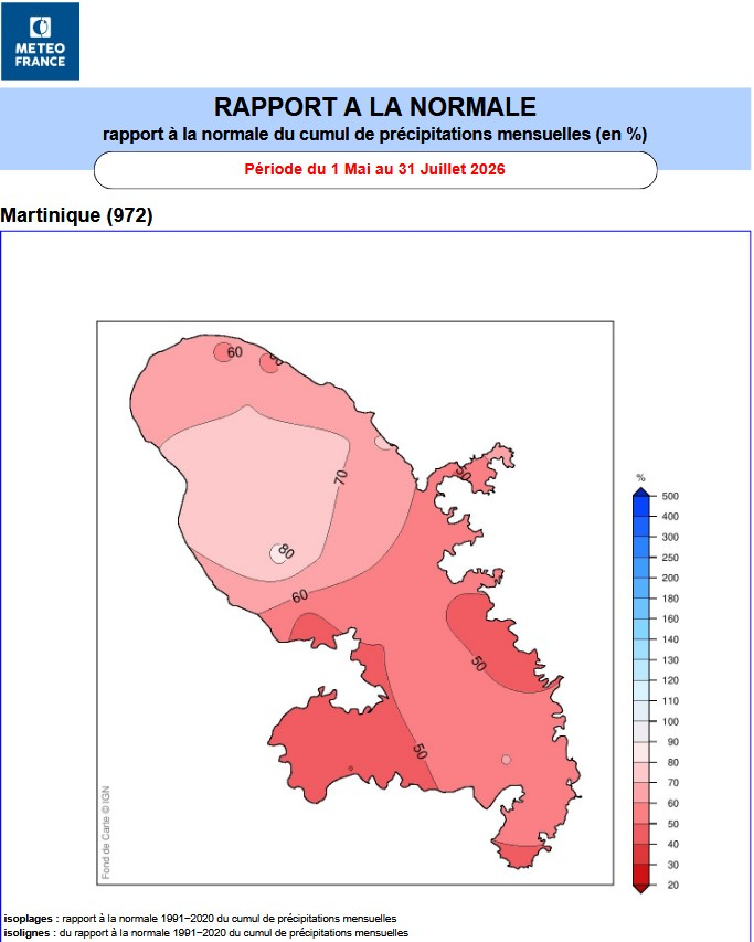 Rapport à la normale des pluies pour le trimestre M-J-J 2026