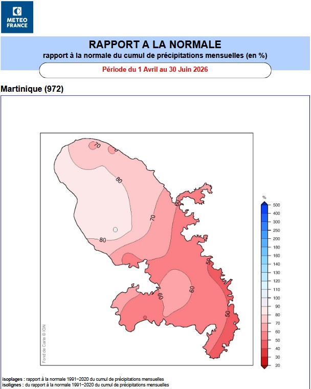 Rapport à la normale des pluies pour le trimestre AMJ 2026