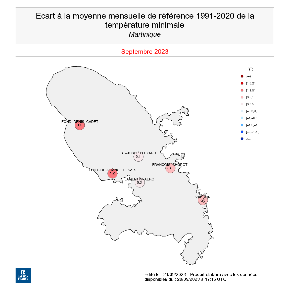 Anomalie Températures minimales