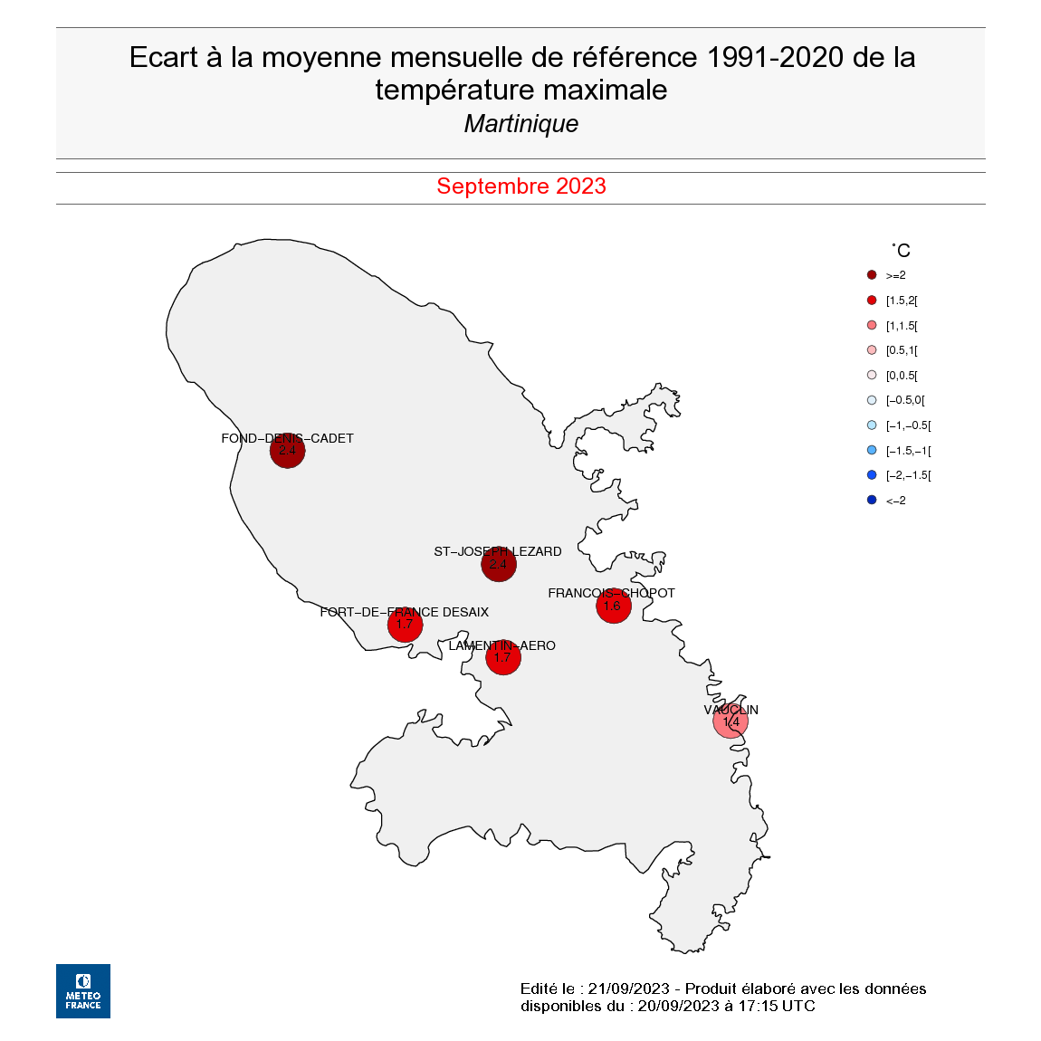 Anomalie Températures maximales