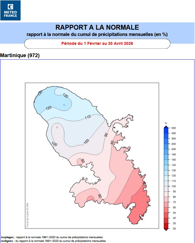 Rapport à la normale des pluies pour le trimestre M-J-J 2026