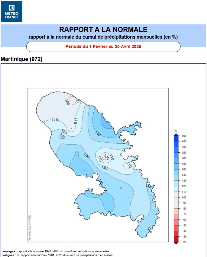 Rapport à la normale du trimestre février - mars - avril 2025
