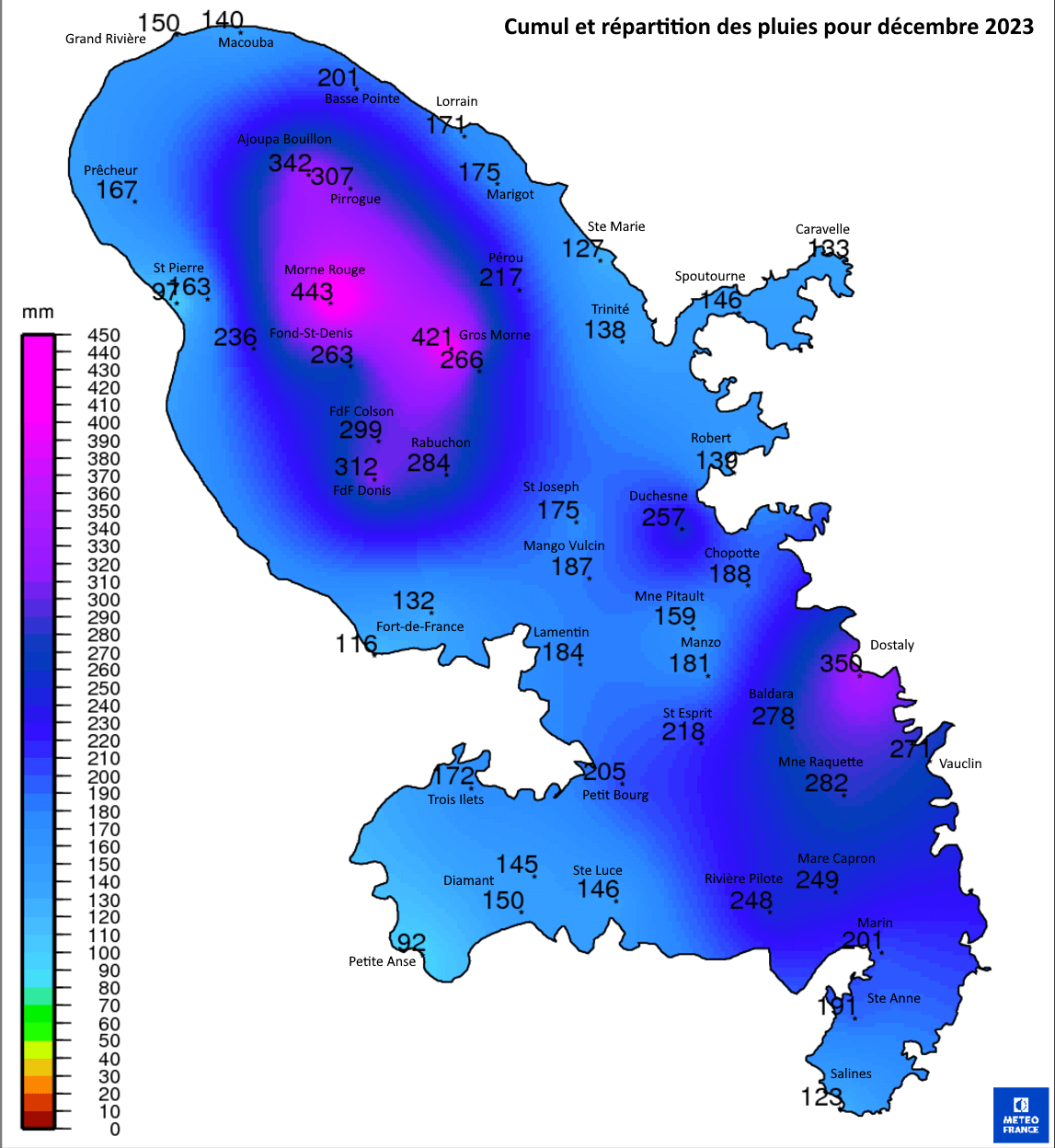 Cumul des pluies annuelles - année 2023