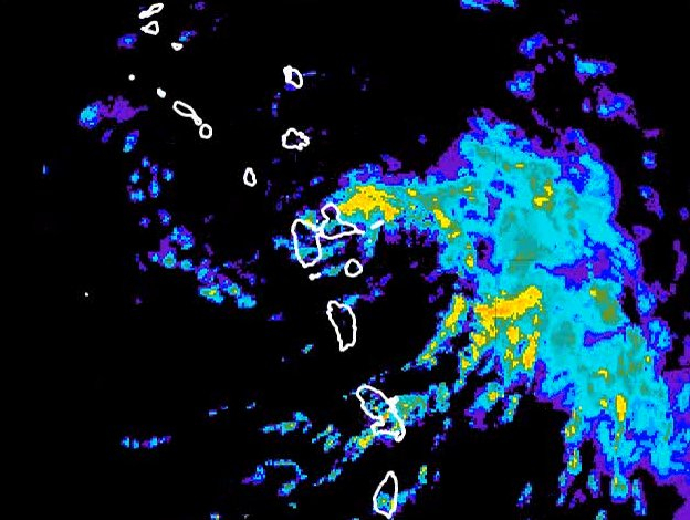 Animation des radars de Météofrance, capturant le passage du centre de Fiona
