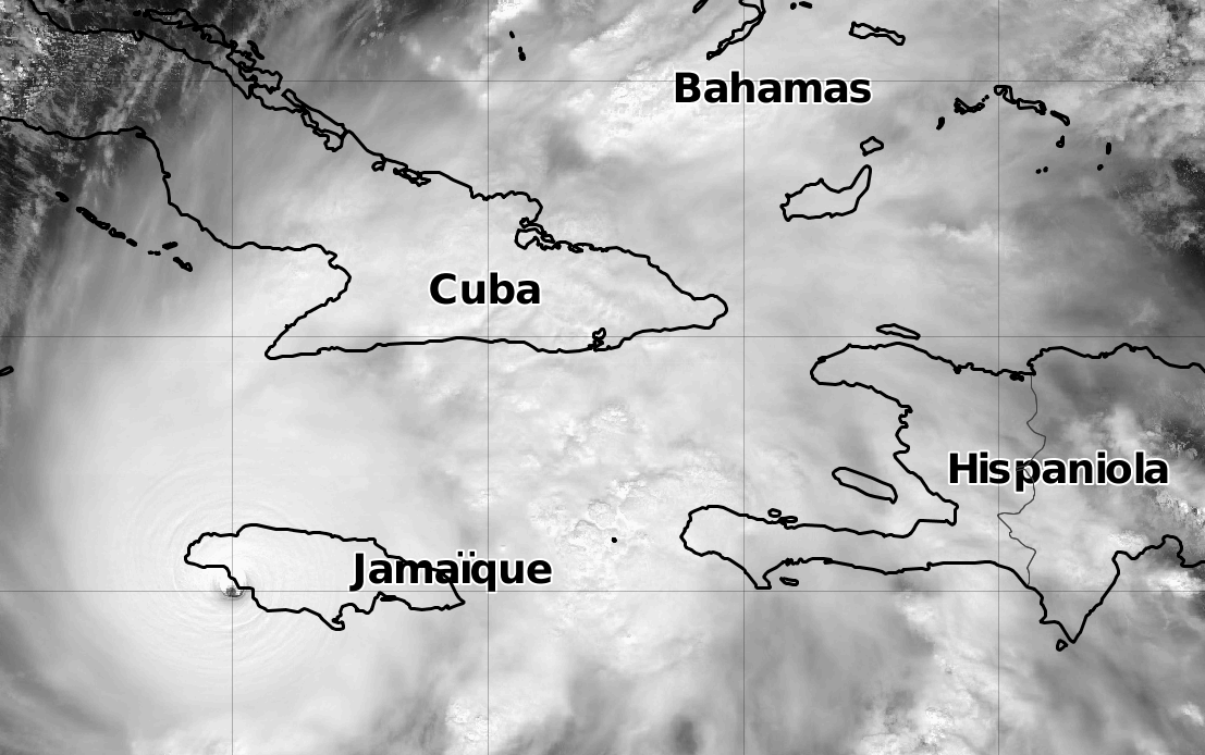 Ouragan MELISSA le 28/10/2025 avec oeil sur la Jamaïque