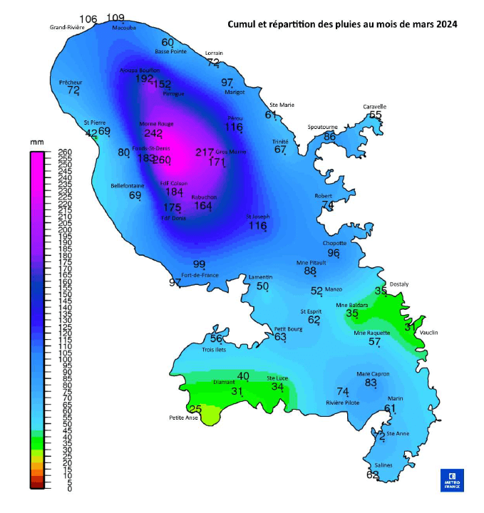 cumuls et les répartitions des pluies mars 2024.