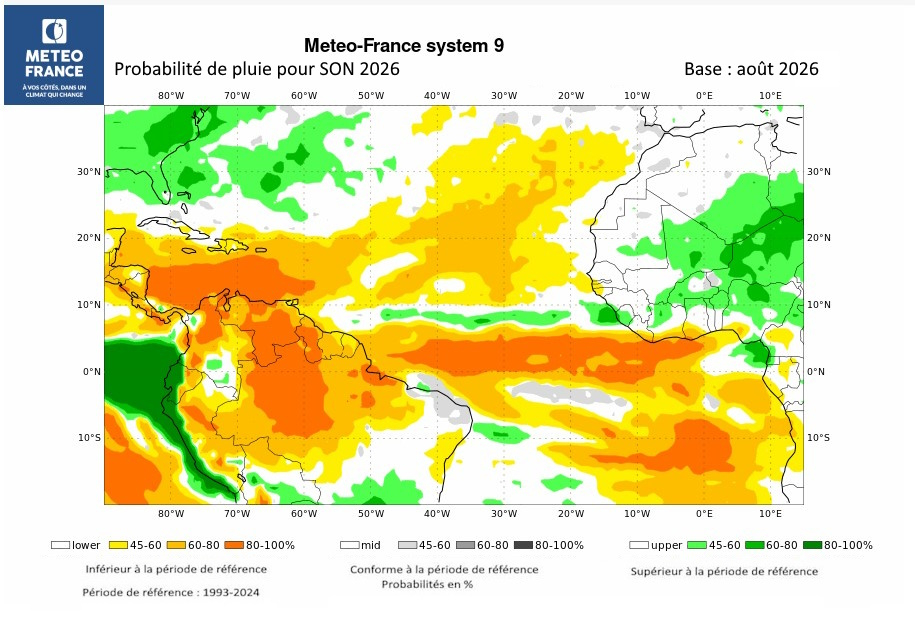 Probabilités de pluies pour SON 2026