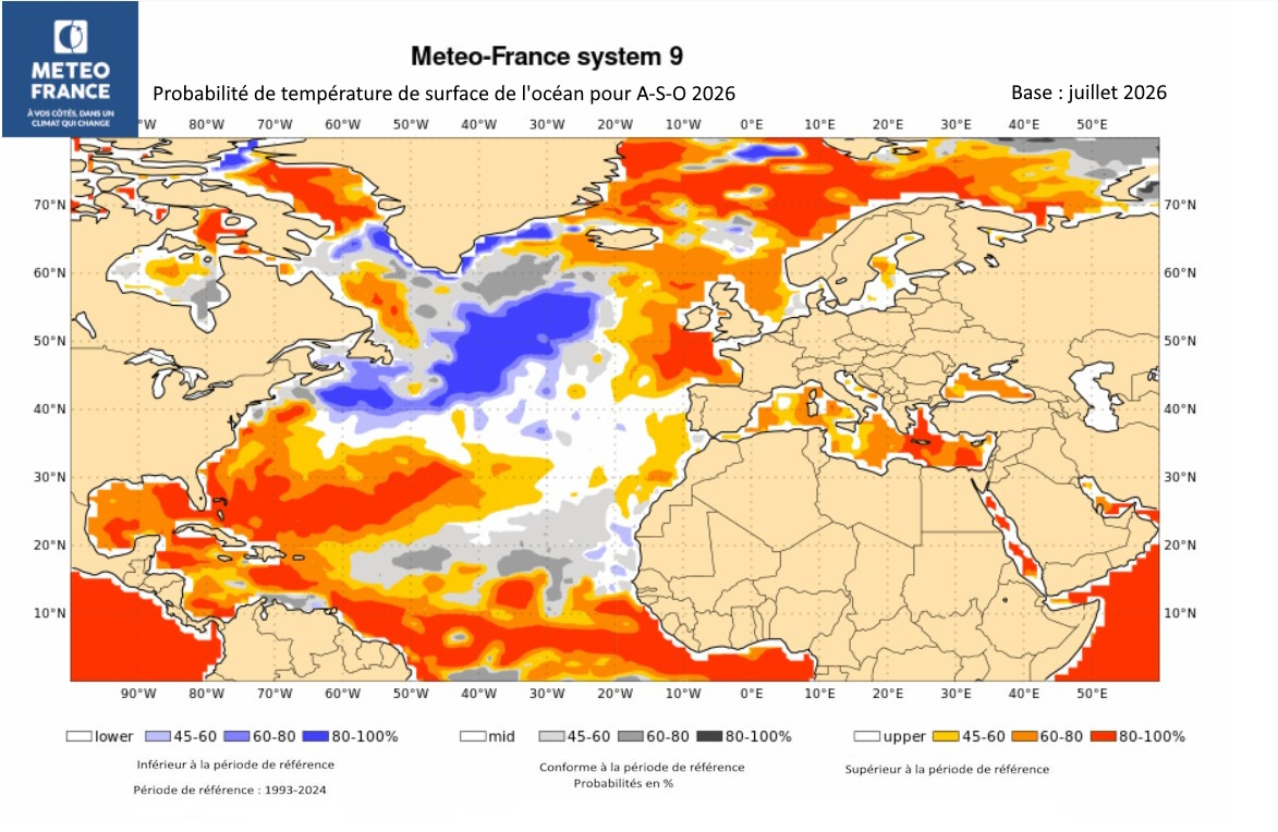 Probabilités de température de surface de l'océan pour ASO 2026