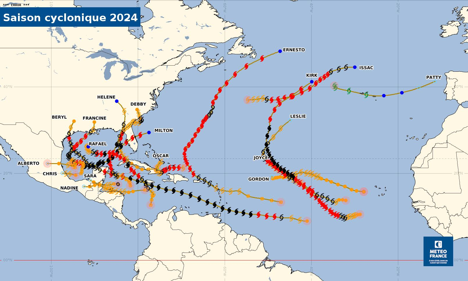Activité cyclonique sur le bassin Atlantique - saison 2024