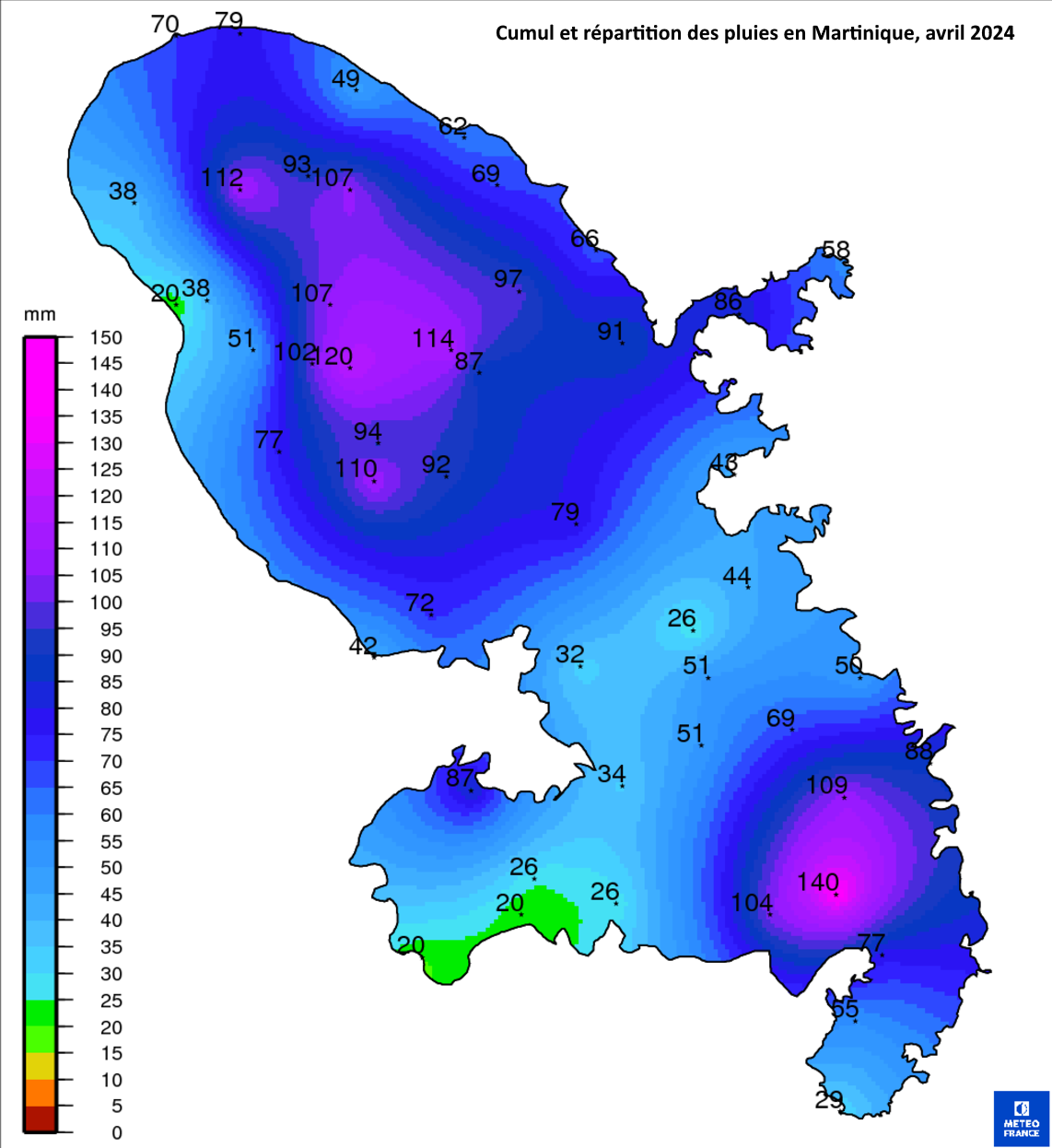cumuls et les répartitions des pluies avril 2024.