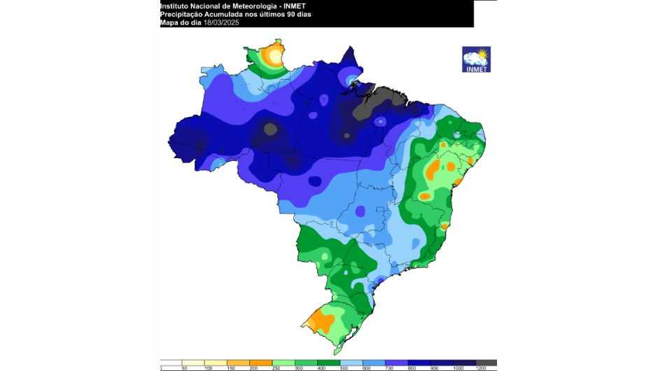 Précipitations accumulées entre le 21 décembre 2024 et le 20 mars 2025 ; source : Instituto Nacional de Meteorologia