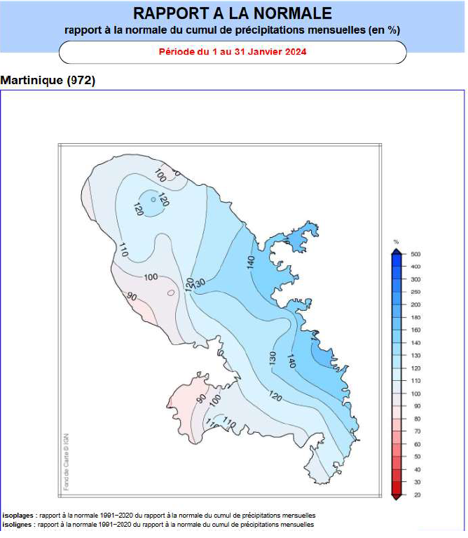 Rapport à la normale de janvier 2024