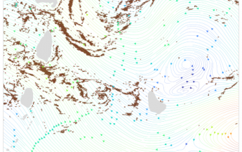 Composite 3 jours OLCI Sentinel-3 du 08-08-2024 et Globcurrent