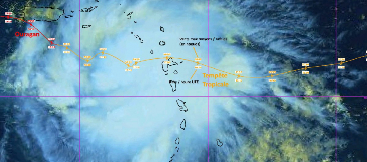 Trajectoire du cyclone Fiona du 15 au 18 septembre 2022