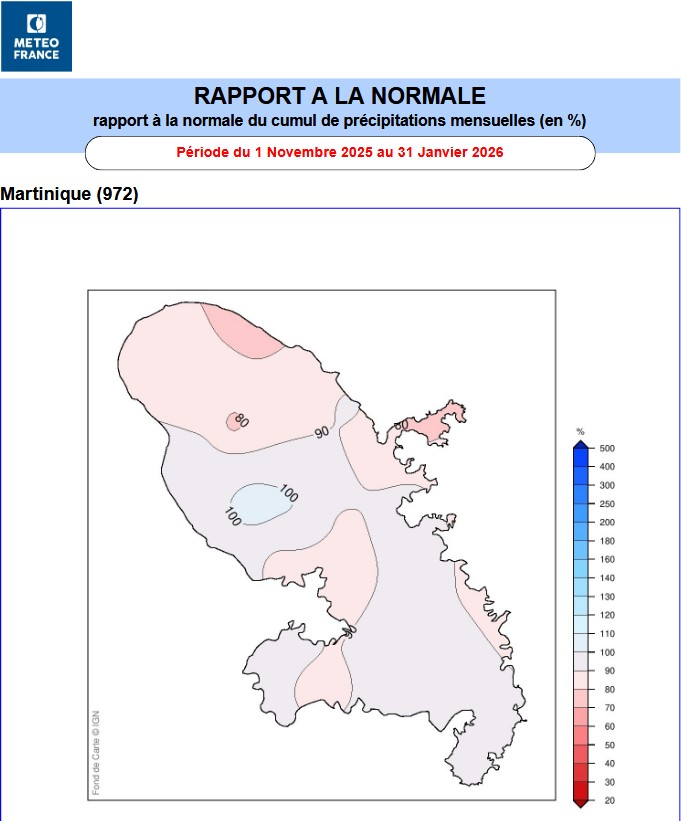 Rapport à la normale des pluies pour le trimestre N-D 2025 J 2026
