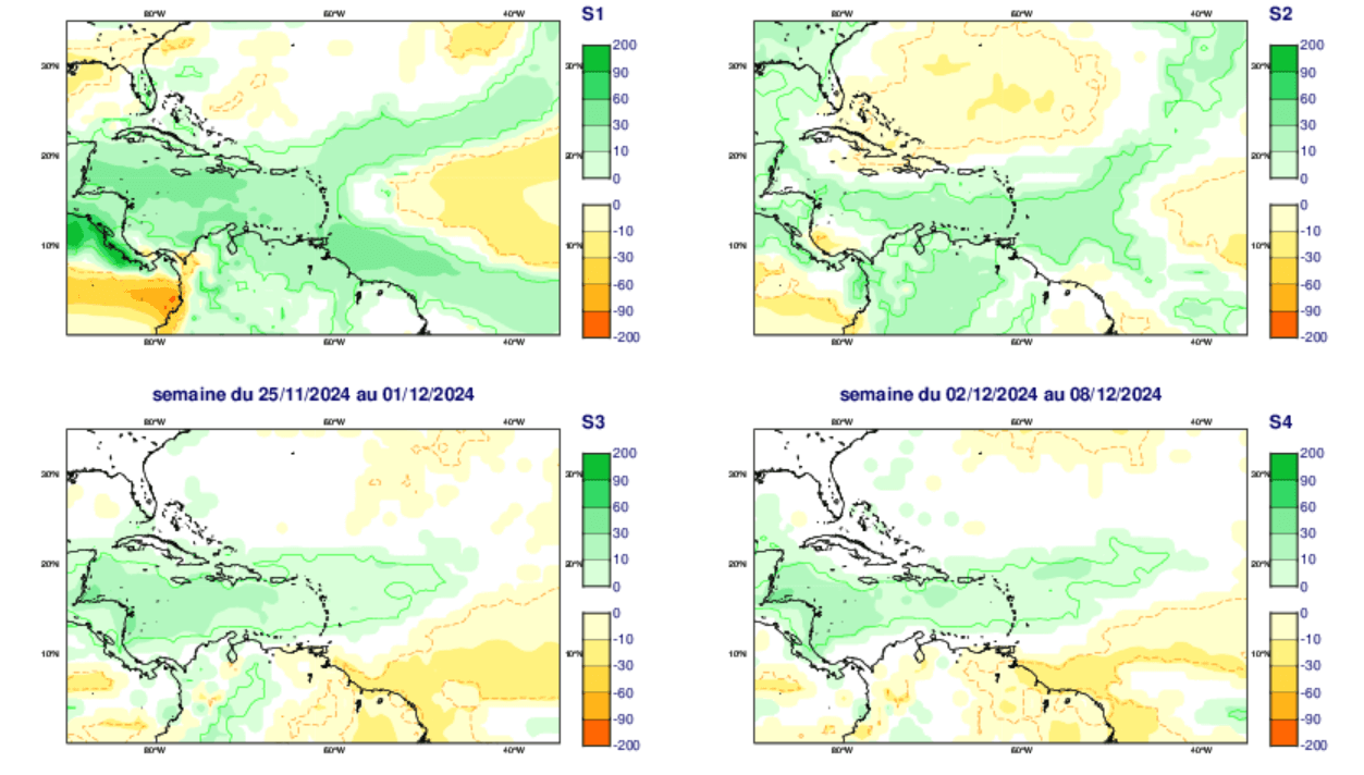 TENDANCE MENSUELLE POUR la Martinique du 11/11/2024 au 08/12/2024