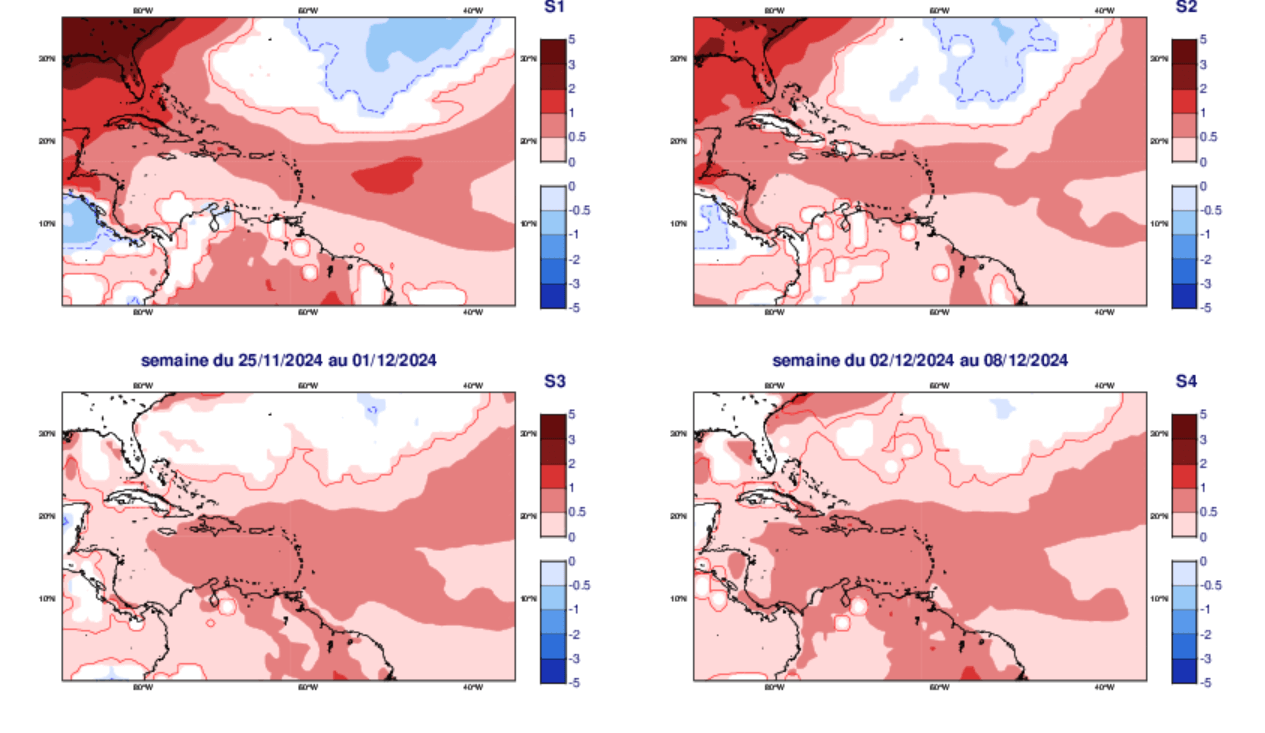 TENDANCE MENSUELLE POUR la Martinique du 11/11/2024 au 08/12/2024