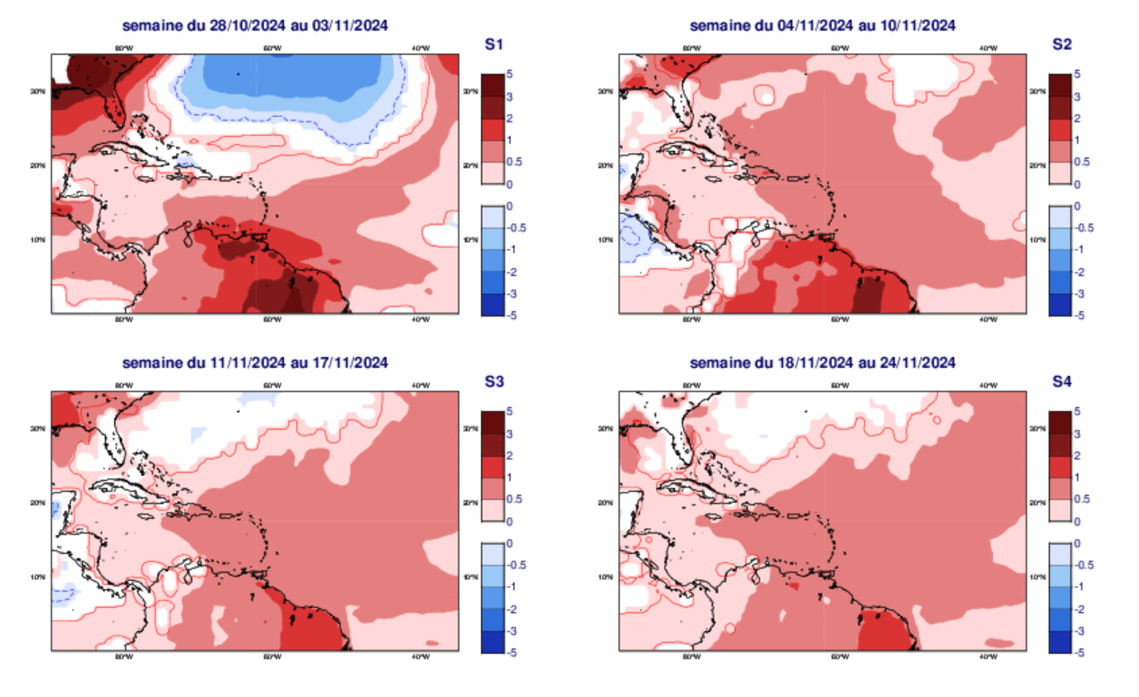 TENDANCE MENSUELLE POUR la Martinique du 28/10/2024 au 24/11/2024