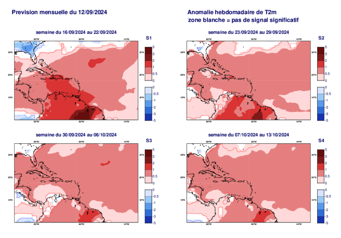 Anomalies hebdomadaires de température