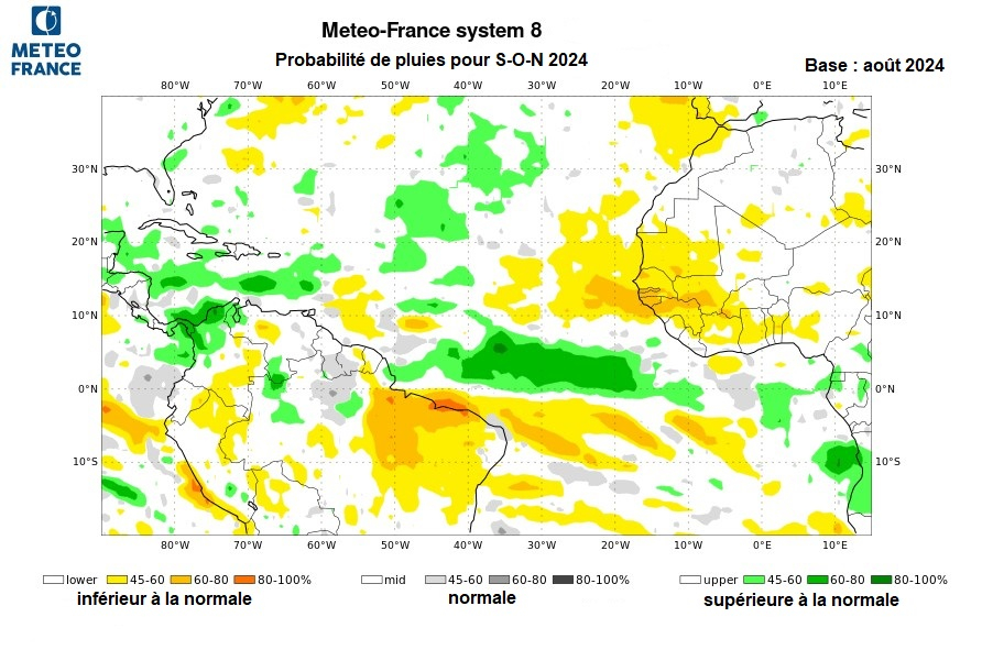 Probabilités de pluies pour septembre - octobre - novembre 2024