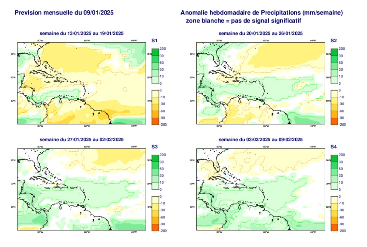 Anomalies hebdomadaires de pluies