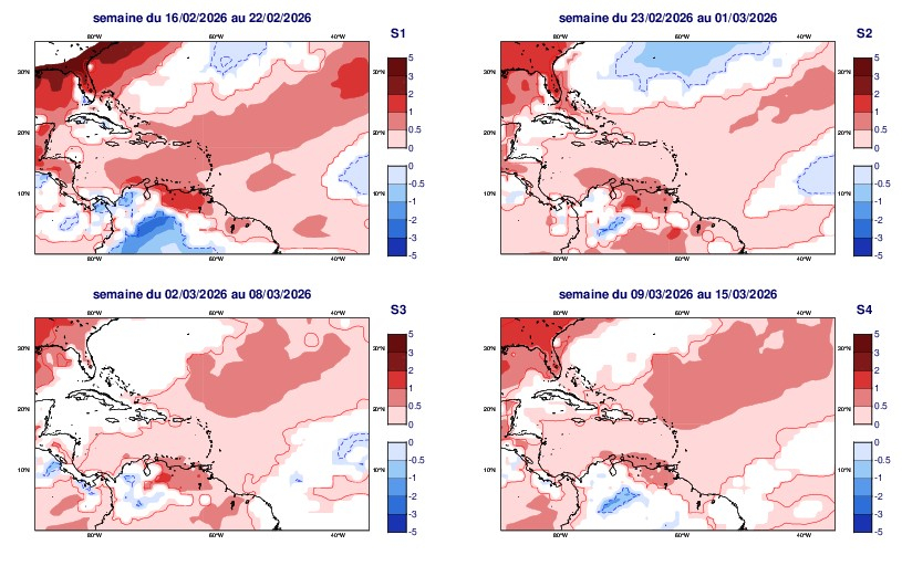 Anomalies hebdomadaires de température