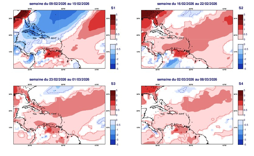 Anomalies hebdomadaires de température