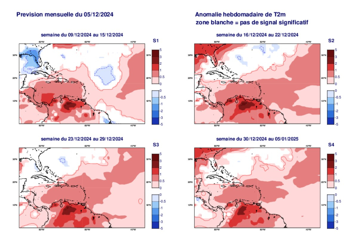 TENDANCE MENSUELLE POUR la Martinique du 09/12/2024 au 05/01/2025