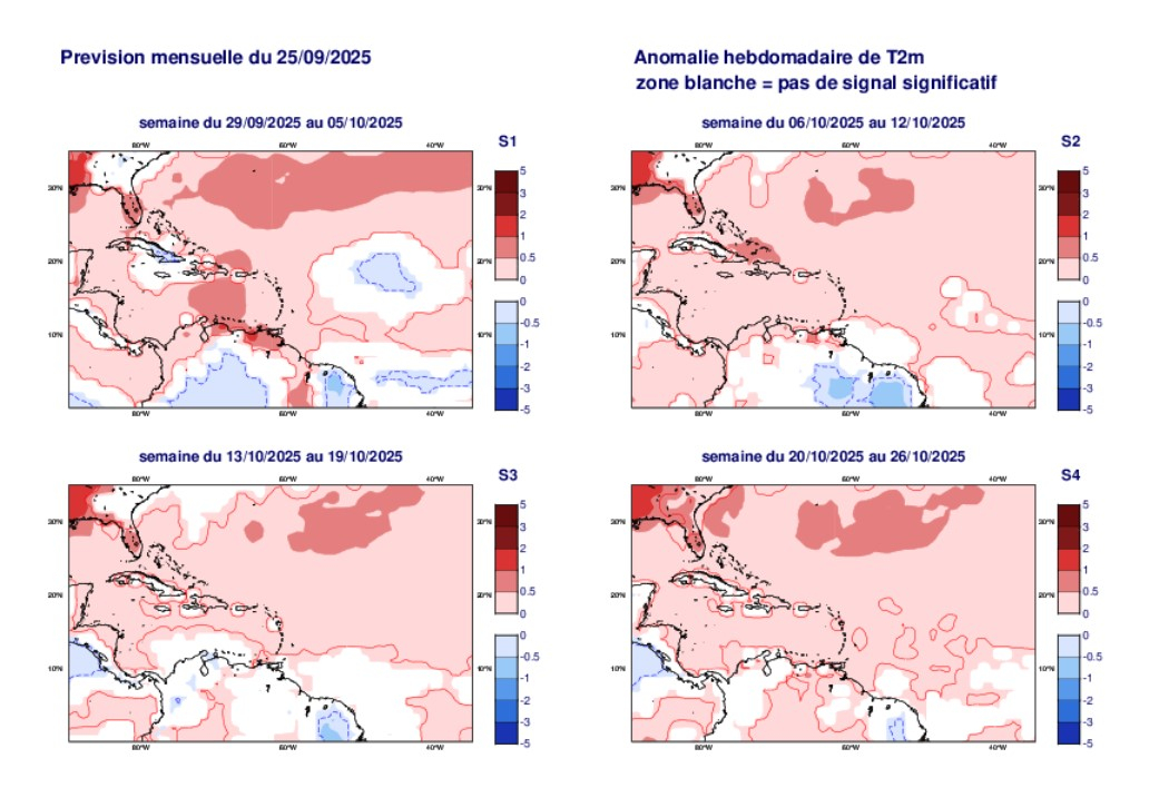 Anomalies hebdomadaires de température