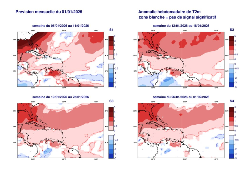 Anomalies hebdomadaires de température